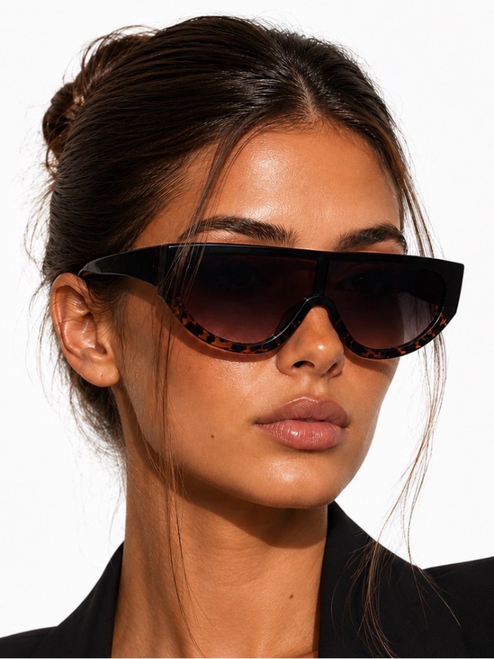Tortoiseshell Shield Sunglasses - Women